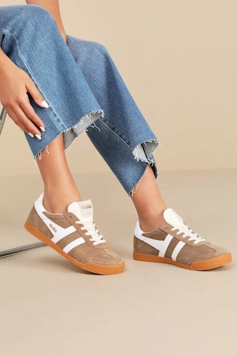 Gola Shoes - NEW Gola Elan Tobacco and White Color Block Suede Leather Sneakers 7